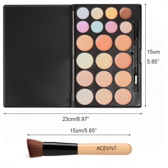 ACEVIVI 20 Colors Makeup Face Cream Concealer Palette + Powder Brush - Oh Yours Fashion - 3