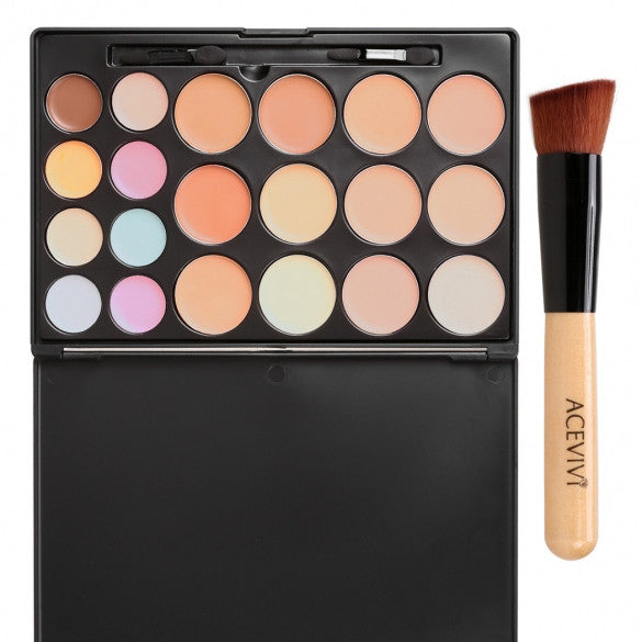 ACEVIVI 20 Colors Makeup Face Cream Concealer Palette + Powder Brush - Oh Yours Fashion - 5