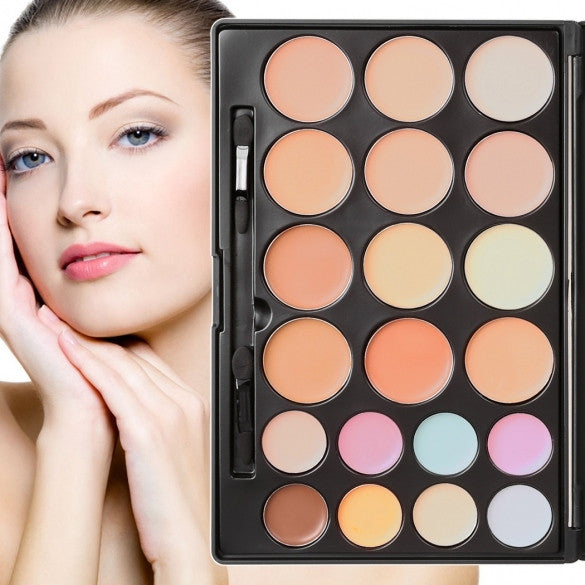 ACEVIVI 20 Colors Makeup Face Cream Concealer Palette + Powder Brush - Oh Yours Fashion - 9