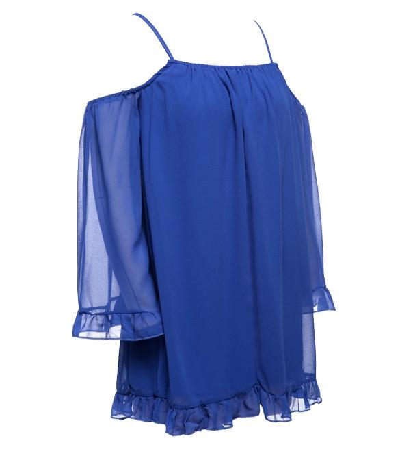 Off-shoulder Long-Sleeve Loose Chiffon Dress - OhYoursFashion - 5