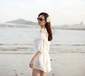 Fashion 3/4 Sleeve Hollow Out Lace Splicing Beach Dress - O Yours Fashion - 3