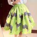 Print Animal Zebra Pleated Double-layer Flared Short Tutu Skirt - O Yours Fashion - 1
