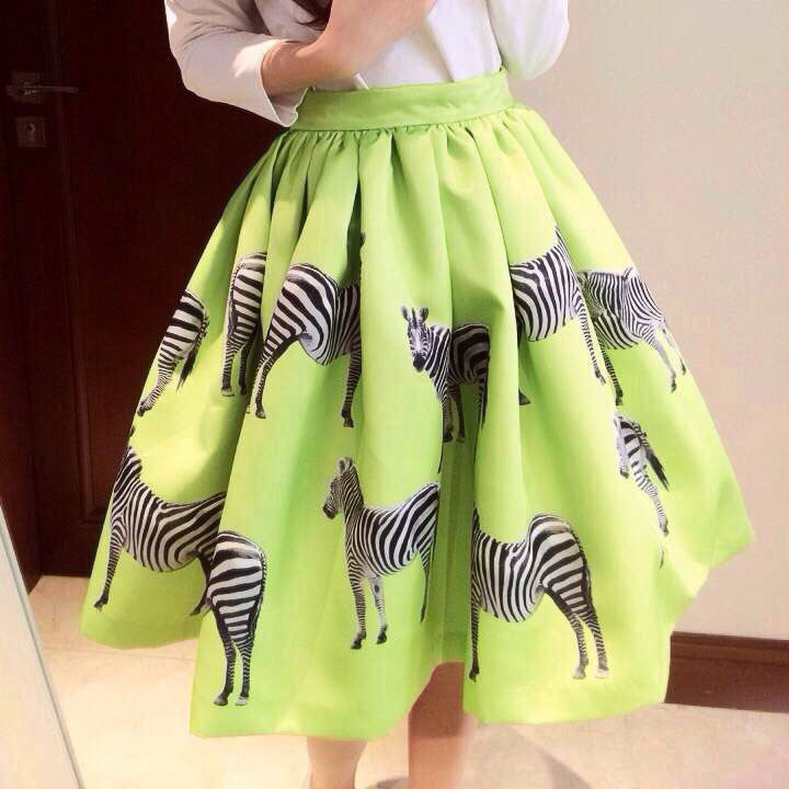 Print Animal Zebra Pleated Double-layer Flared Short Tutu Skirt - O Yours Fashion - 1