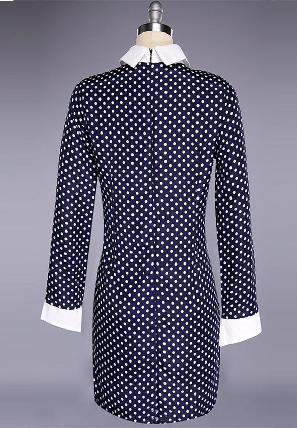 Long Sleeve Loose-fitting Polka Dot Dress - O Yours Fashion - 5