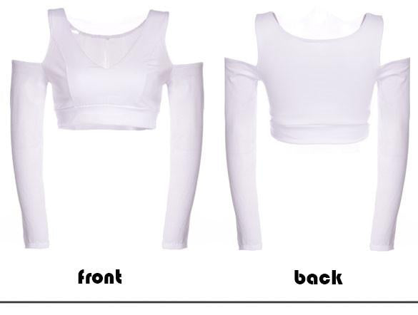 Long Sleeve Sexy V-Neck Off Shoulder Short Shirt - OhYoursFashion - 4