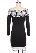 Off Shoulder Long Sleeves Slim Lace Little Black Dress - O Yours Fashion - 5