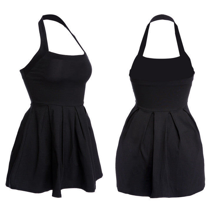 Sleeveless Halter A-line Short Littble Black Dress - O Yours Fashion - 3