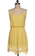 Yellow Chiffon Lace Tunic Party Mini Dress - O Yours Fashion - 4