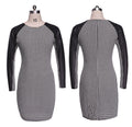 Long Sleeve Splicing Plaid Bodycon Short Pencil Dress - O Yours Fashion - 4