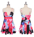 Floral Printing Straps Padded Short Dress - OhYoursFashion - 5