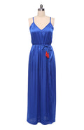 Spaghetti Strap Blue Loose Long Full Dress - O Yours Fashion - 3