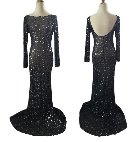 Women's Sequins Formal Backless Long Dress - Oh Yours Fashion - 3