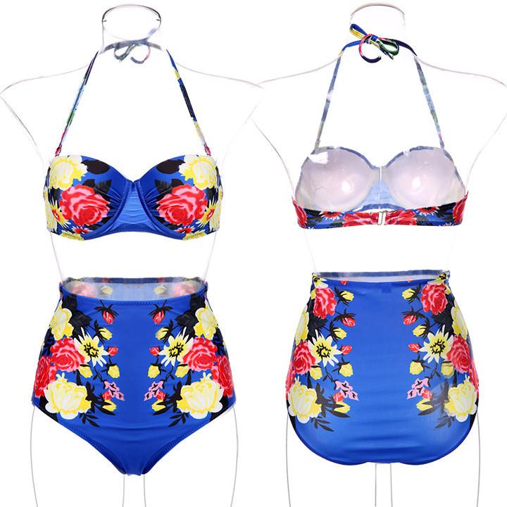 Floral Printing Bra Underwear Bikini Set Swimwear - OhYoursFashion - 5