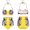Floral Printing Bra Underwear Bikini Set Swimwear - OhYoursFashion - 4