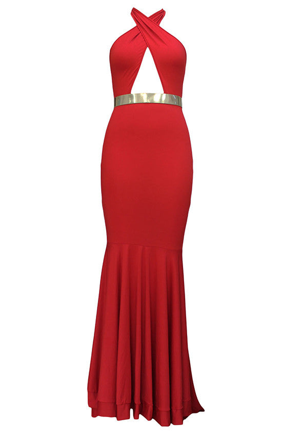 Backless Halter Fishtail Long Evening Dress - O Yours Fashion - 2