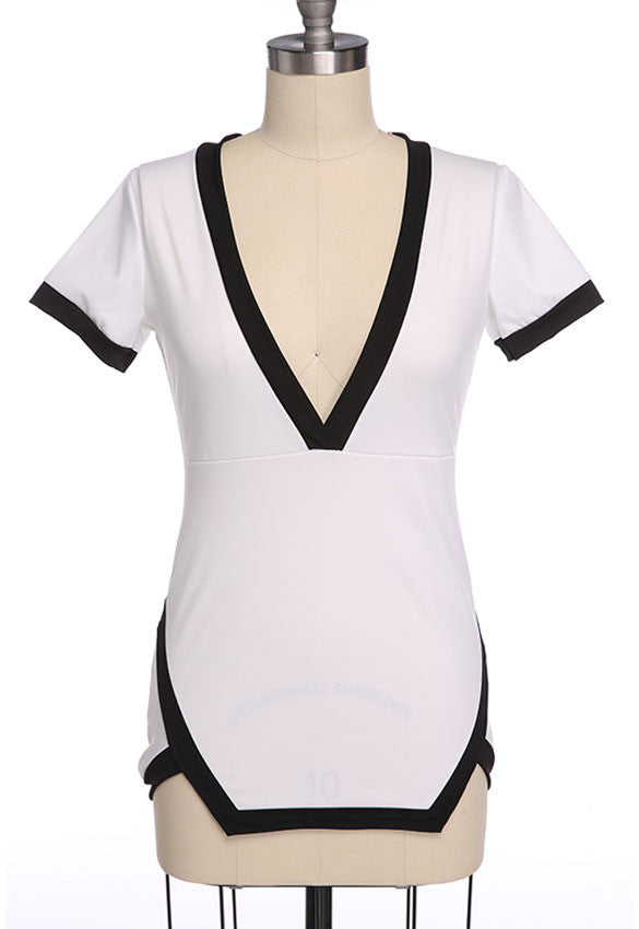 Short Sleeve Deep V-neck Short Club Dress - O Yours Fashion - 4