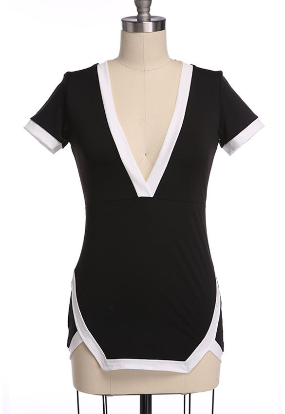 Short Sleeve Deep V-neck Short Club Dress - O Yours Fashion - 5