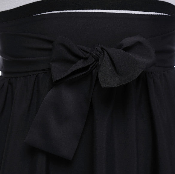 Half Sleeves Off Shoulder Stripe Stitching Short Dress - OhYoursFashion - 7