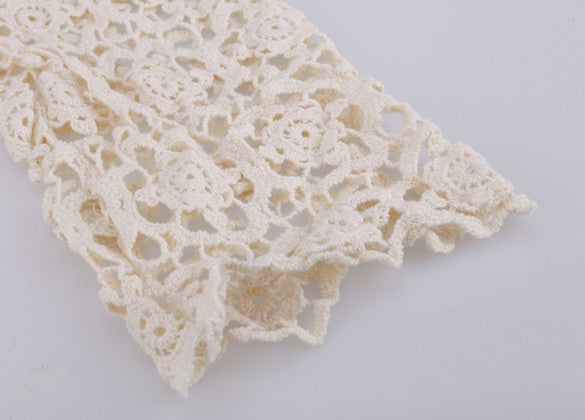 Hollow Out Crochet Half Sleeves Bikini Swimwear Cover Up Beach Dress - OhYoursFashion - 7