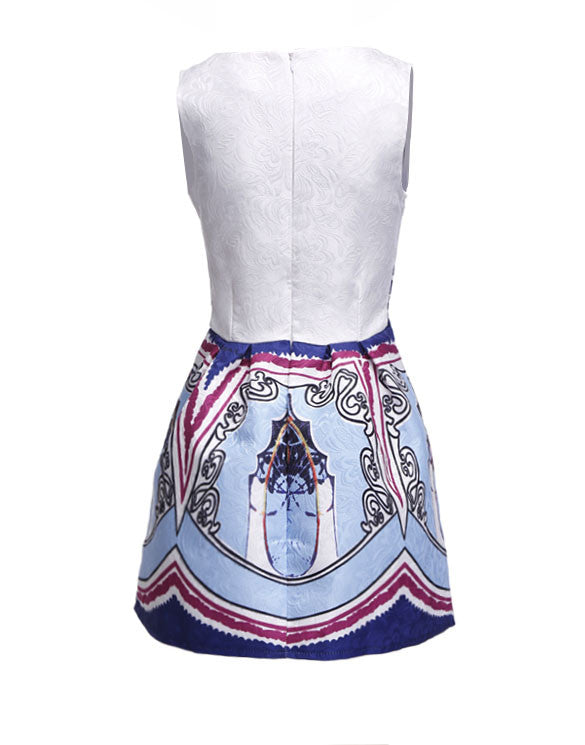 European A-line Sleeveless Floral Retro Mini Sundress Dress - O Yours Fashion - 4