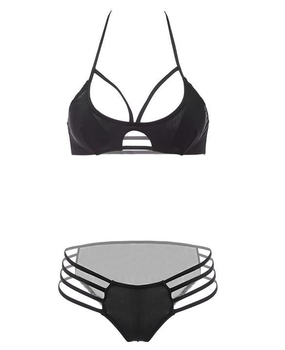 Halter O-Neck Stretch 2 Pieces Swimwear Bikini Set - OhYoursFashion - 1