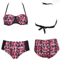 Print High Waist Halter Bikini Set Swimwear - OhYoursFashion - 1