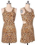 Sleeveless O-neck Waist Slitting Leopard Cut Out Mini Dress - OhYoursFashion - 3
