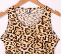 Sleeveless O-neck Waist Slitting Leopard Cut Out Mini Dress - OhYoursFashion - 5