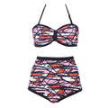 Halter Contrast Color Push-up High Waist Bikini Set Swimsuit - OhYoursFashion - 1