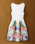 Sleeveless Print Slim Party Mini A-line Sundress Dress - OhYoursFashion - 3