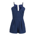 High Waist V-neck Strap Short Jumpsuit Blue - O Yours Fashion - 4