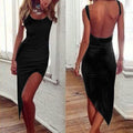Backless Irregular Hem Bodycon Club Mini Dress - O Yours Fashion - 4