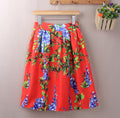 Elastic Waist Big Flower Print Loose Puff Midi Skirt - Oh Yours Fashion - 5