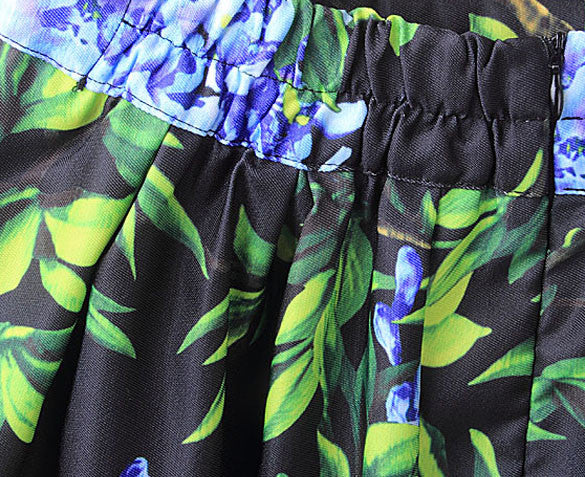 Elastic Waist Big Flower Print Loose Puff Midi Skirt - Oh Yours Fashion - 8