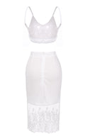 Backless Vest Top Organza Lace Hem Stitching Pencil Skirt Dress Set - O Yours Fashion - 5