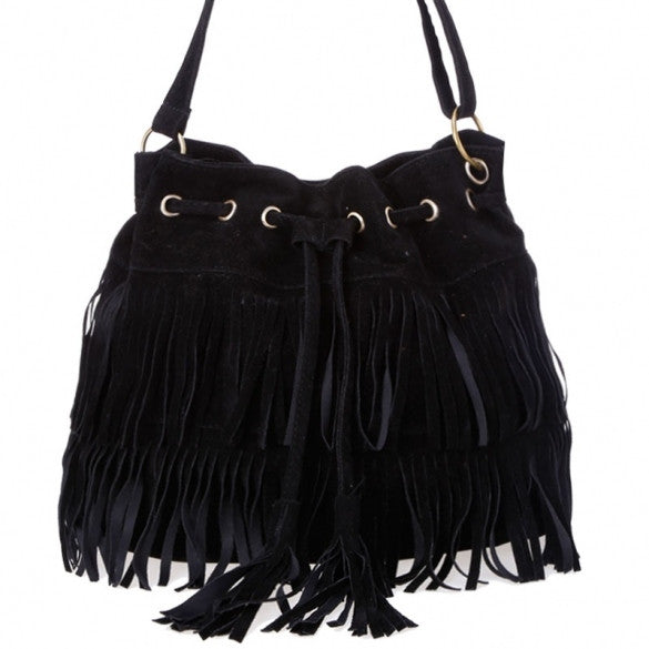 New Fashion Women's Faux Suede Fringe Tassels Cross-body Bag Shoulder Bag Handbags - Oh Yours Fashion - 2
