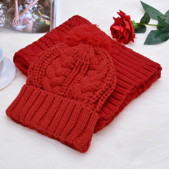 Fashion Women's Girls' Beanie Winter Warm Cap Woolen Blend Knitted Hats W/ Scarf - Oh Yours Fashion - 5