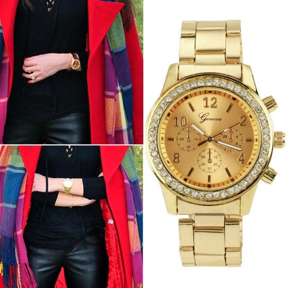 Women Ladies Chronograph Wristwatch Stainless Steel Analog Quartz Wrist Watch 4 Colors - Oh Yours Fashion - 1