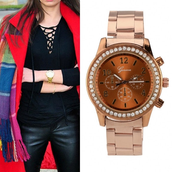 Women Ladies Chronograph Wristwatch Stainless Steel Analog Quartz Wrist Watch 4 Colors - Oh Yours Fashion - 2