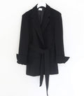 Autumn Winter Women Jackets Office Ladies Lace up Notched Formal Outwear Elegant  White Black Tops