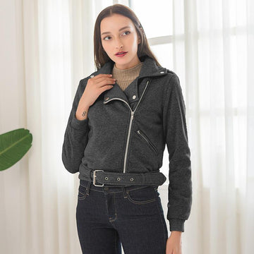 Women Basic Jackets Black Slim Lady Jacket Sweet Female Zipper Femme Outwear Plus Size Coats Long Sleeve Jackets