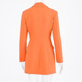 Double Breasted Blazer Long Sleeve Slim Elegant Coat Jacket Women Autumn Winter Lengthen Windbreak