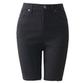 Black Zipper High Waist Knee Length Short Pants