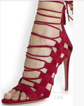 Lace Up Cut Out High Heel Sandals - OhYoursFashion - 4