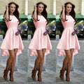 Pure Candy Color Irregular High Waist Short Dress - OhYoursFashion - 3