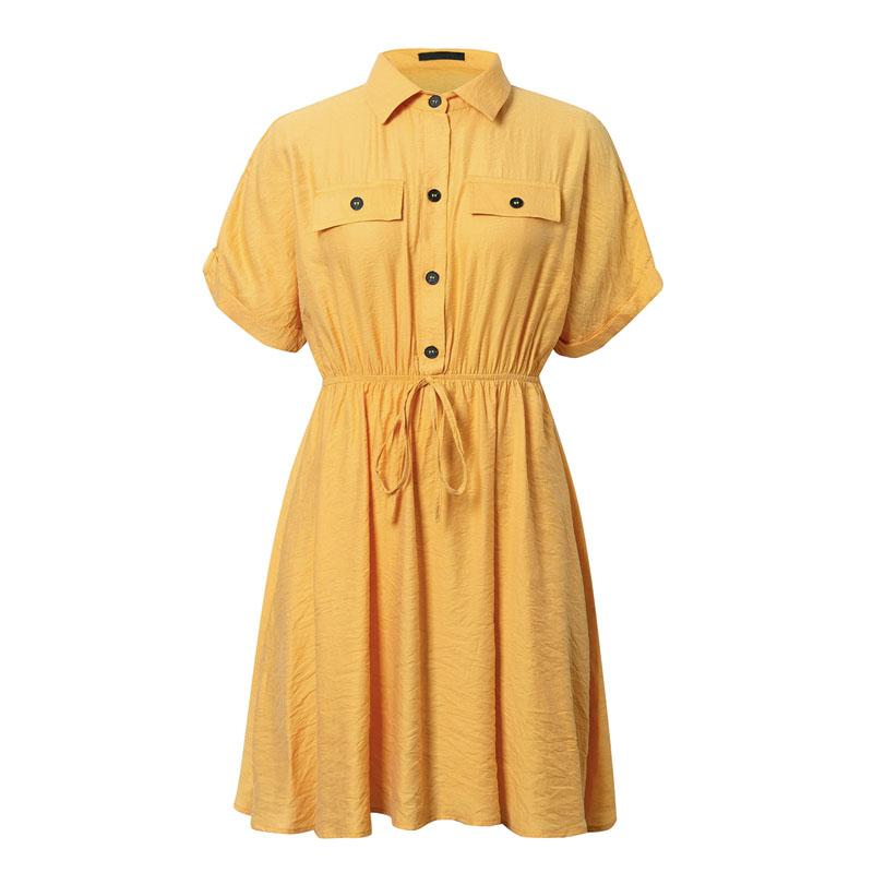 Vintage Elagant Women Mini Shirt Dress Casual Lantern Sleeve Short Dress Turndown Collar Lace Up Linen Female Dresses