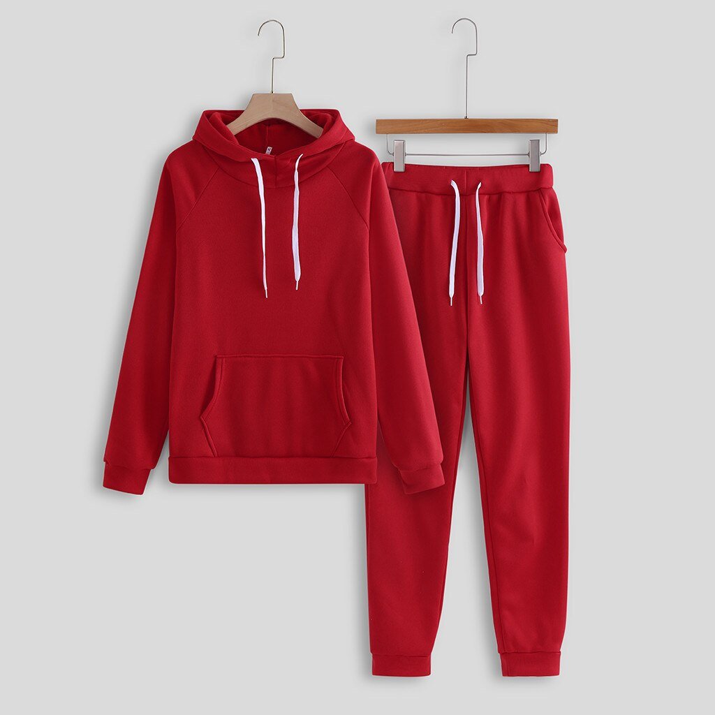 Casual Women Joggers Set Sportswear Solid Color Hooded Sweatshirt And Pant Tracksuit Sport Suit Two Pieces Women Clothes