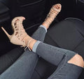 Lace Up Cut Out High Heel Sandals - OhYoursFashion - 3