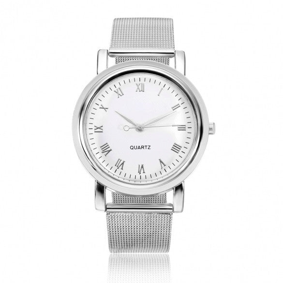 Fashion Classic Women Watch Round Dial Quartz Wristwatch Stainless Steel Mesh Band - Oh Yours Fashion - 4