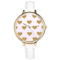 Women Fashion Synthetic Leather Large Dial Slim Watchband Heart Pattern Quartz Analog Wrist Watch - Oh Yours Fashion - 5